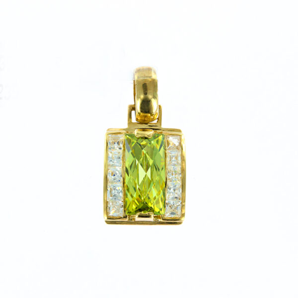 Подвеска с перидотом и фианитами