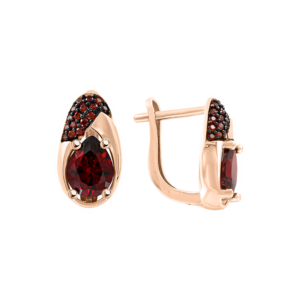 Серьги с гранатами и фианитами
