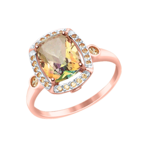 Кольцо с фианитами и топазом Swarovski
