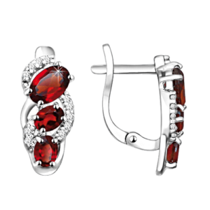 Серьги с гранатами и фианитами