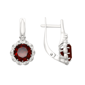 Серьги с гранатами и фианитами