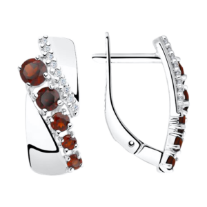 Серьги с гранатами и фианитами
