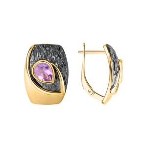Серьги из золочёного серебра с аметистами