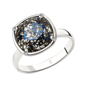 Кольцо с чёрным кристаллом Swarovski