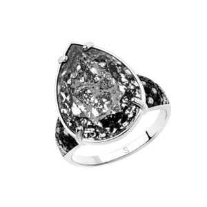Кольцо с кристаллом Swarovski и фианитами