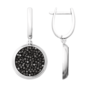 Серьги с черными кристаллами Swarovski