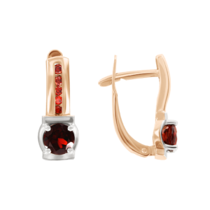 Серьги с гранатами и фианитами