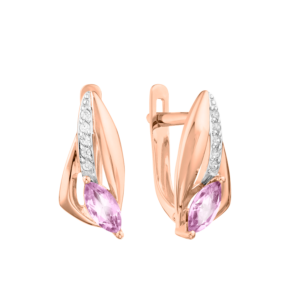 Серьги с аметистами и фианитами