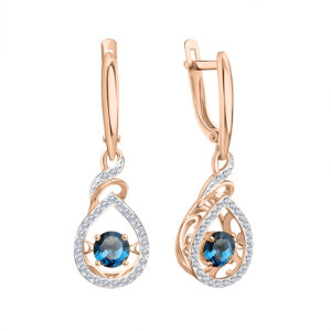 Серьги с топазом London blue и фианитами