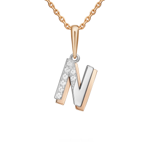 Buchstabenanhänger "N" mit Zirkonia