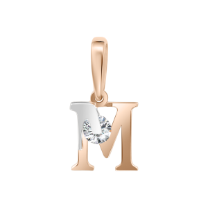 Buchstabenanhänger "M" mit Zirkonia
