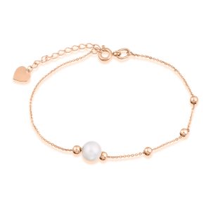 Armband mit Perle und Rotgold Kugeln