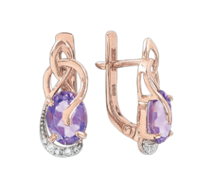 Серьги с аметистом и фианитом