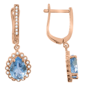 Серьги с топазами и фианитами