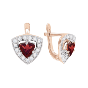 Серьги с гранатами и фианитами