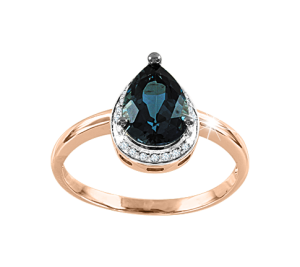 Кольцо с бриллиантами и топазом London Blue