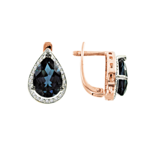 Серьги с бриллиантами и топазами London Blue