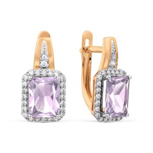 Серьги с аметистами и фианитами