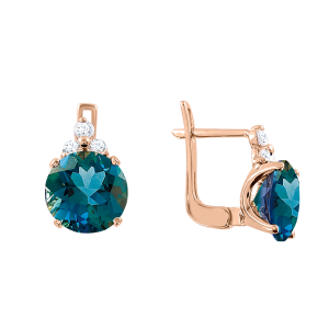 Серьги с London Blue Topas и фианитами
