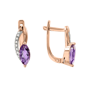 Серьги с бриллиантами и аметистами