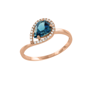 Кольцо с топазом London Blue и фианитами