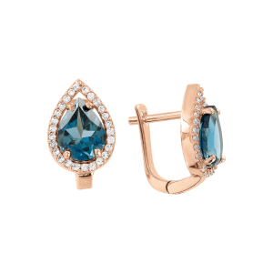 Серьги с топазами London Blue и фианитами