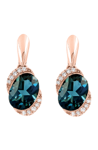 Серьги с бриллиантами и топазами London Blue