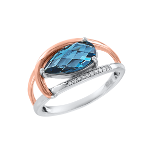 Кольцо с бриллиантами и топазом London blue