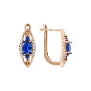 Серьги с сапфирами и фианитами