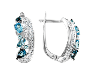 Серьги с бриллиантами и London blue topaz