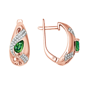 Серьги с изумрудом и бриллиантами