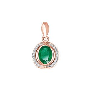 Подвеска с бриллиантами и изумрудом