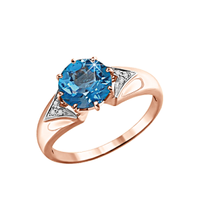 Кольцо с бриллиантами и London Blue Topas