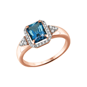 Кольцо с бриллиантами и London blue Topas