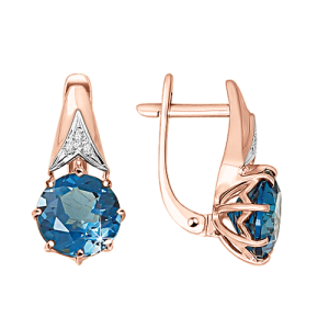 Серьги с бриллиантами и London Blue Topas