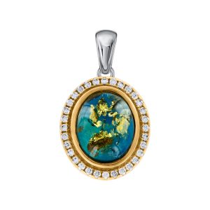 Подвеска с янтарём и фианитами
