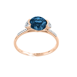 Кольцо с топазом London Blue и фианитами