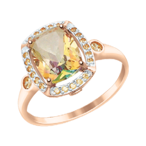 Кольцо с фианитами и топазом Swarovski