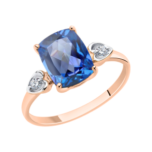 Кольцо с топазом Swarovski и фианитами Swarovski