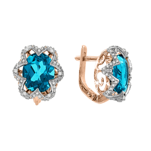 Серьги с топазами London Blue и фианитами