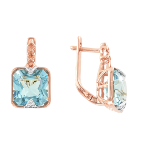 Серьги с топазом и фианитами