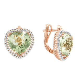 Серьги с фианитами и аметистом