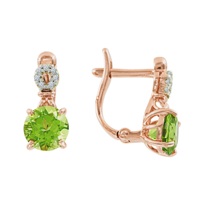 Серьги с хризолитами и фианитами