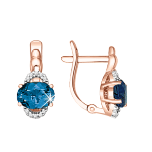 Серьги с London Blue Topas и фианитами