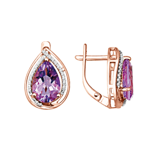 Серьги с аметистами и фианитами