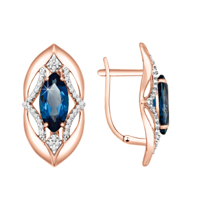 Серьги с London Blue Topas и фианитами