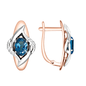 Серьги с топазами London Blue и фианитами
