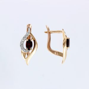 Серьги с гранатами и фианитами