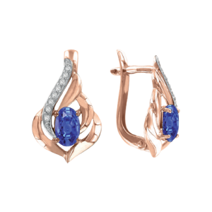 Серьги с сапфирами и фианитами