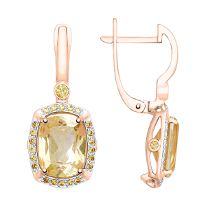 Серьги с фианитами Swarovski и топазами Swarovski
